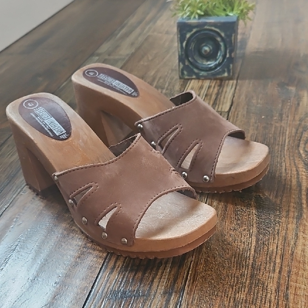 The Leather Co. Brown Suede Women's Mules Made‎ In Italy - Picture 3 of 9
